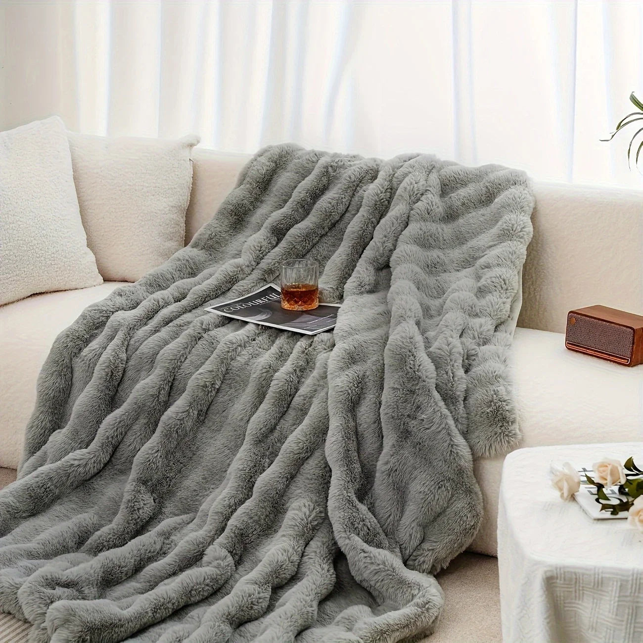 The Burrow Throw - Bubble Faux Fur Blanket
